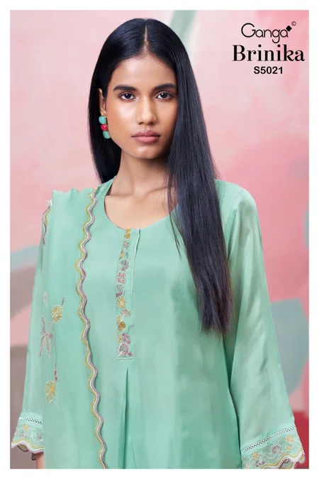 Brinika 5021 By Ganga Bemberg Habutai Silk Plazzo Suits
